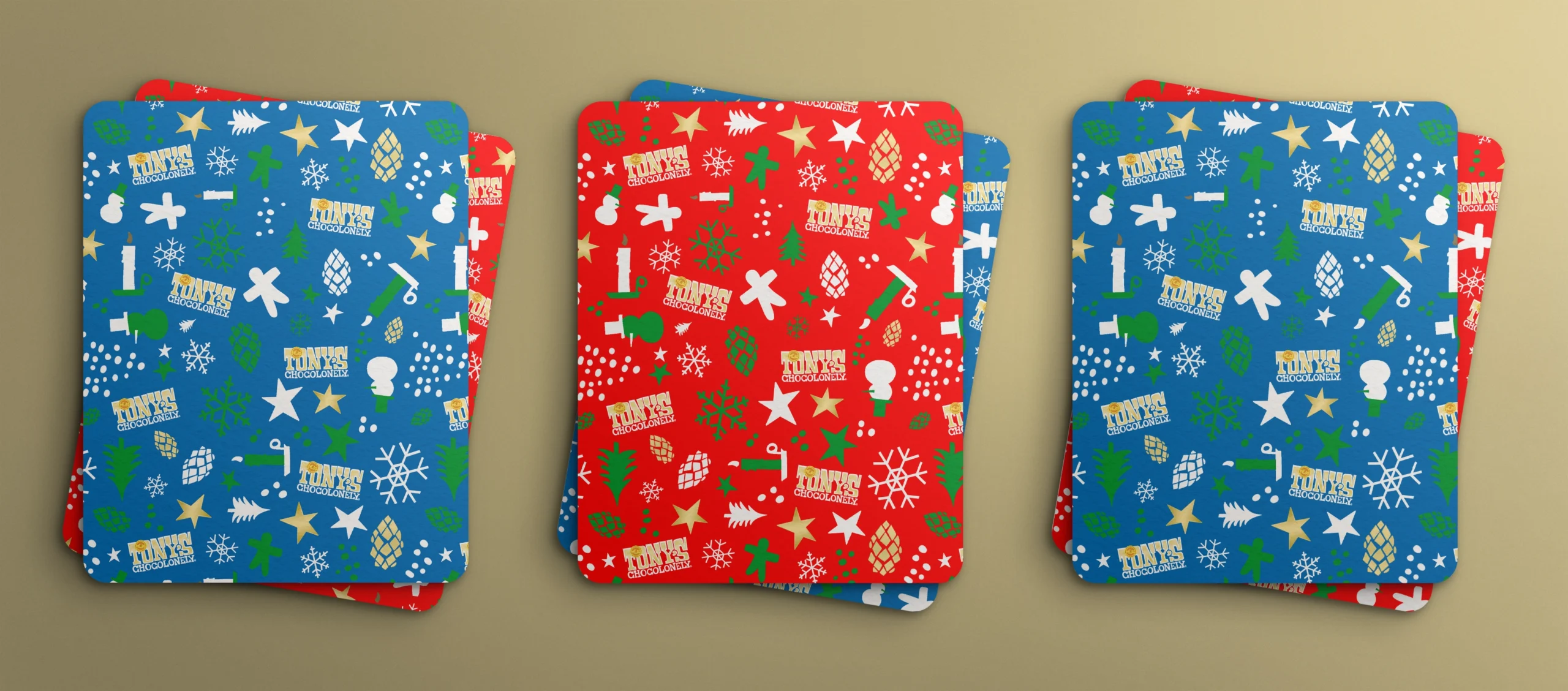 Mock-Up Card 8' x 10' (3x2) Custom Patterns Part of Portfolio Item: Christmas Message Tony's Chocolonely